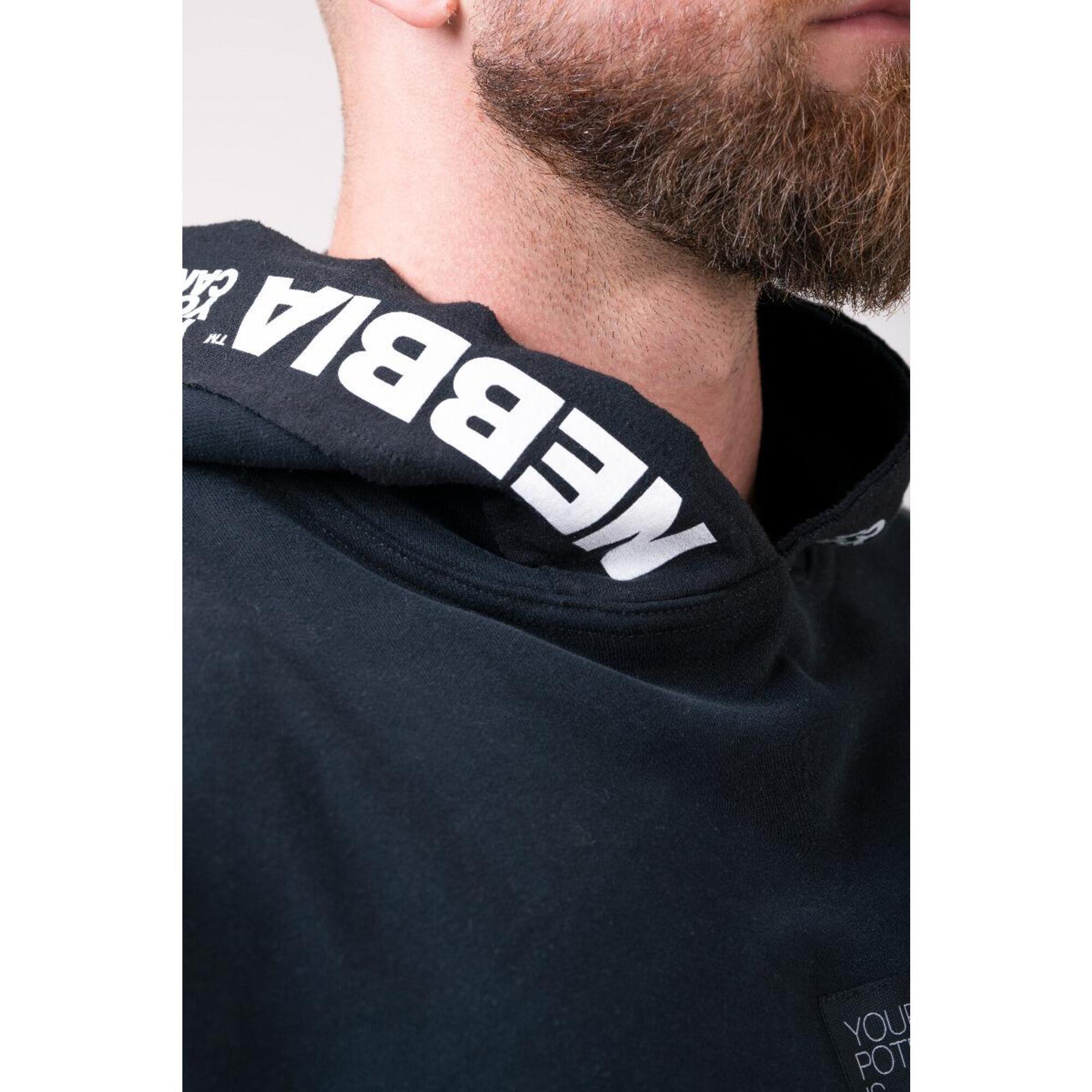 Koszulka fitness męska Nebbia Reg Top Hoodie czarna