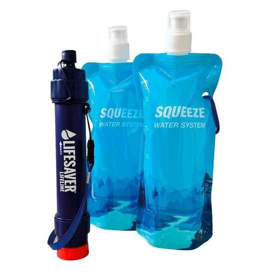 Kit filtration eau Lifesaver gourde + paille filtre portable randonnée survie
