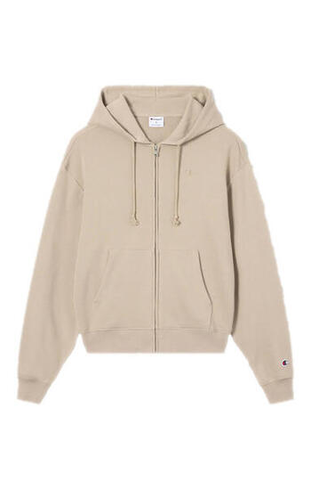 Champion Felpa Donna Oversize Cappuccio e Zip Icons Beige con Tasche Casual S