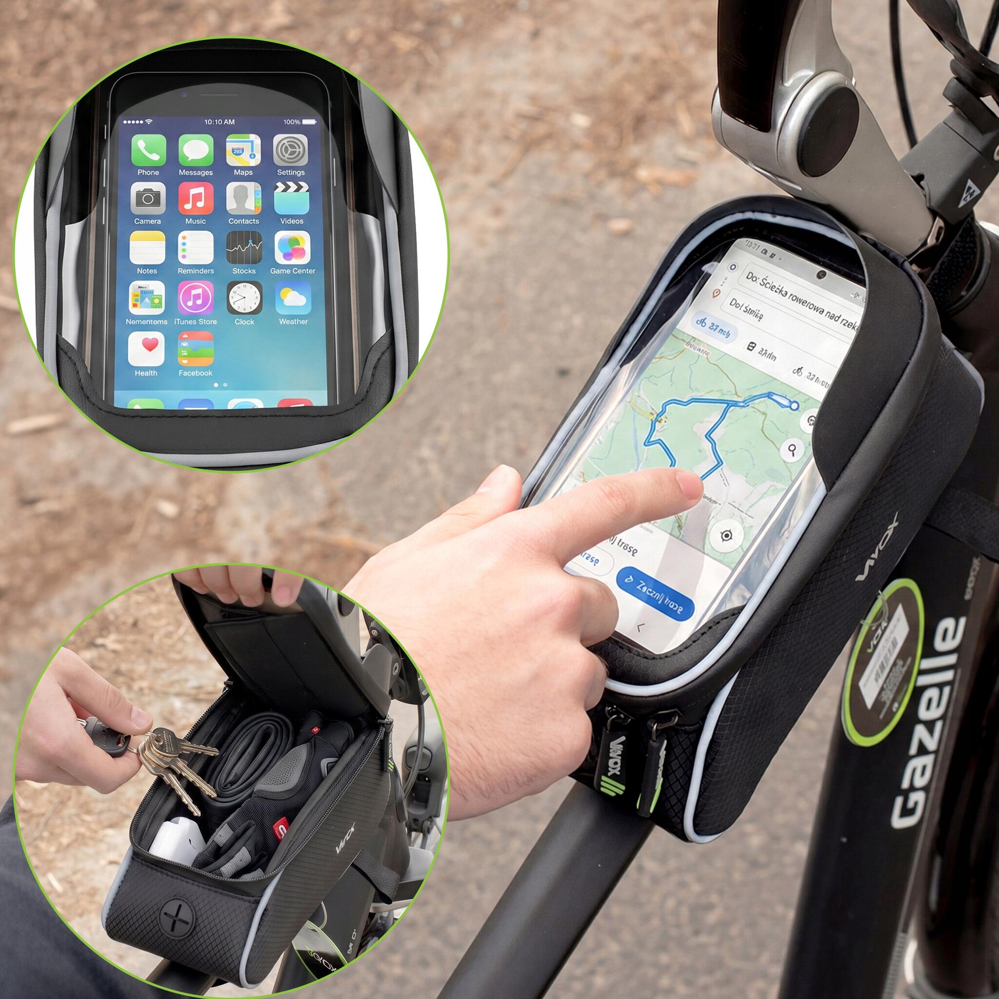 Bolsa de bicicleta para quadro VAYOX VA0450 capa para telemóvel 1,2L 2/8
