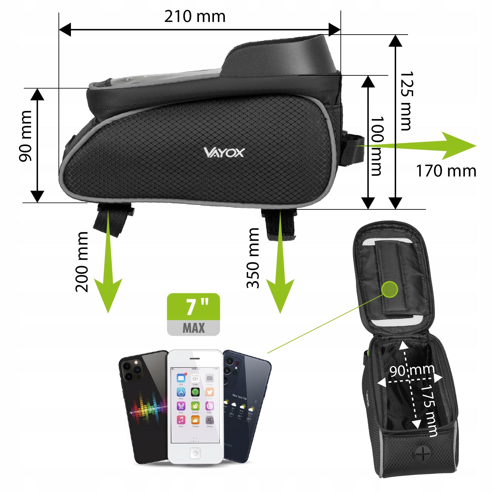 Bolsa de bicicleta para quadro VAYOX VA0450 capa para telemóvel 1,2L 5/8