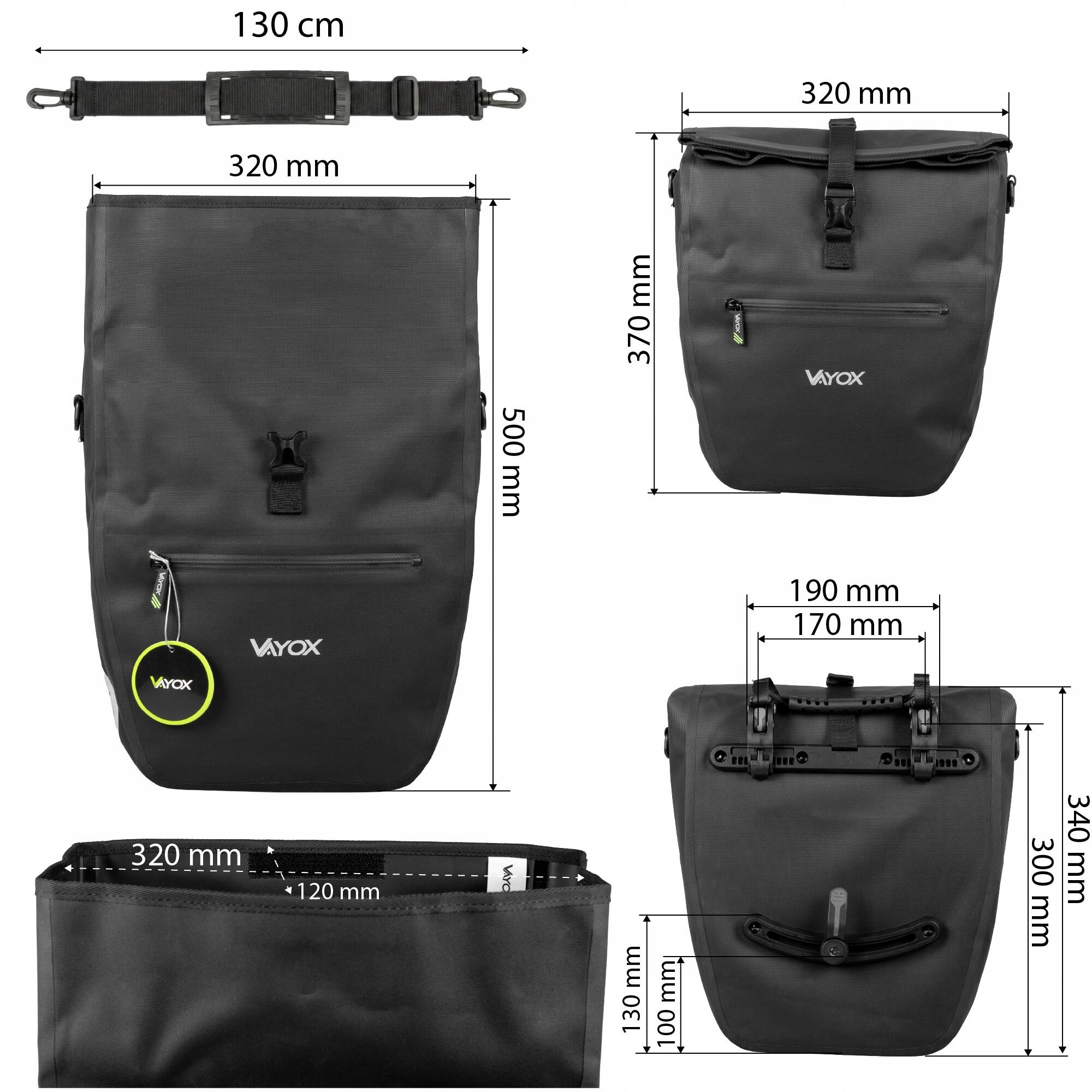 Alforge de bicicleta para porta-bagagens VAYOX VA0445 lateral impermeável 25L 5/8