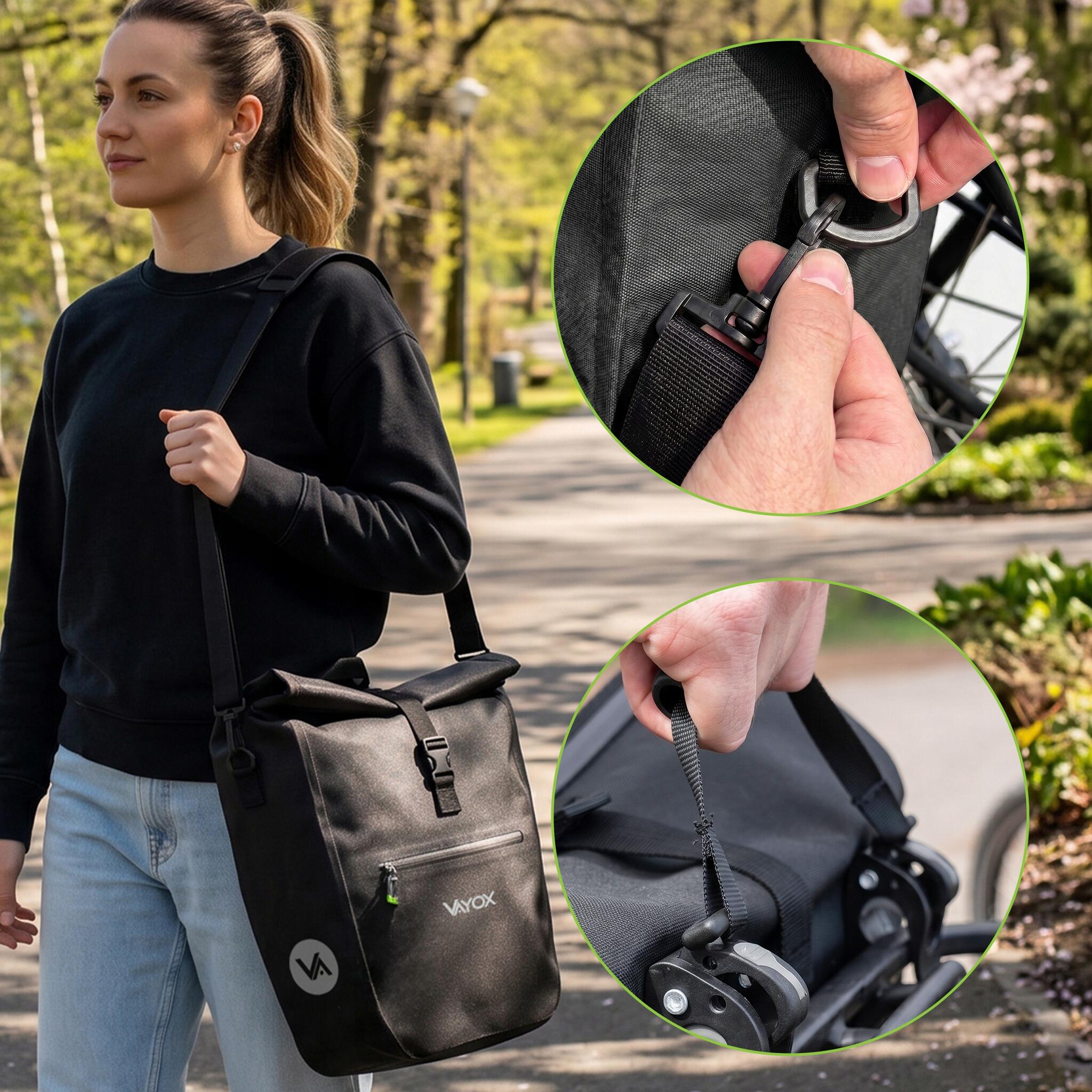 Alforge de bicicleta para porta-bagagens VAYOX VA0445 lateral impermeável 25L 4/8