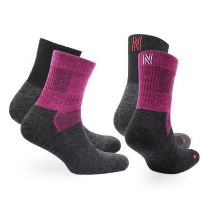 2 Paires - Chaussettes Randonnée 60% Laine Mérinos - Anti-Ampoules Leonardo QTR