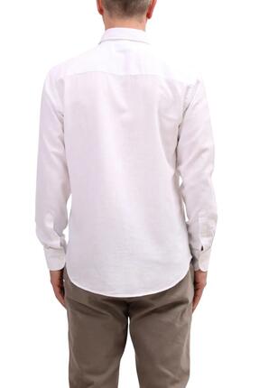 Hemd - Sportswear - Herren - Leinenmischung, lange Ärmel, Regular Fit - Weiß