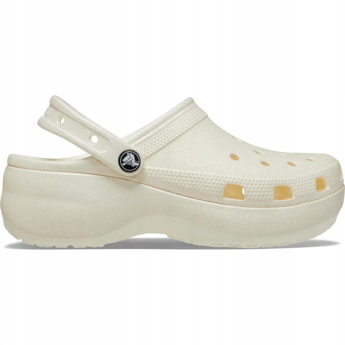Damen universal Schuhe Crocs Classic Platform Glitter Clog W Chalk 3/6