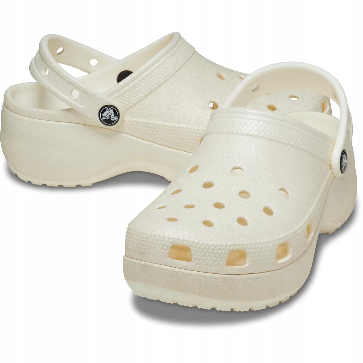 Damen universal Schuhe Crocs Classic Platform Glitter Clog W Chalk 2/6