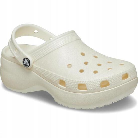 Scarpa universali donna Crocs Classic Platform Glitter Clog W Chalk