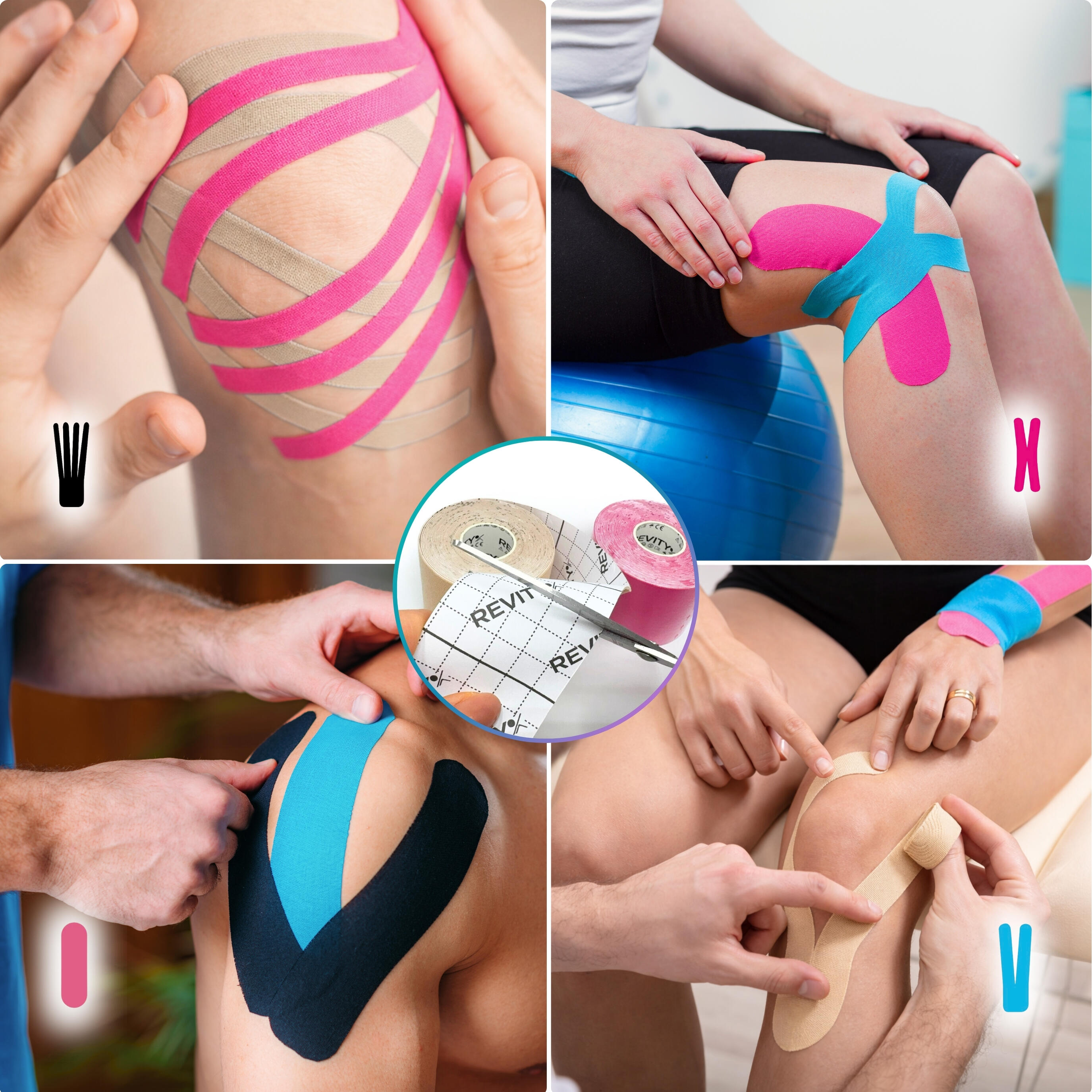 Cinta kinesiológica 5 m × 5 cm, venda de sujeción Kinesiotape - Recovery Tape x3 6/7