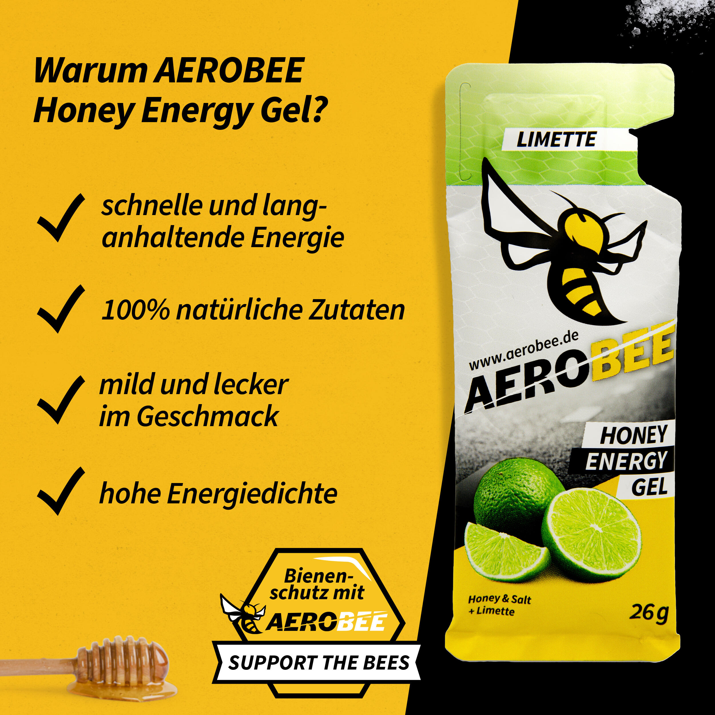 10er Pack AEROBEE Limette Energy Gel 3/7