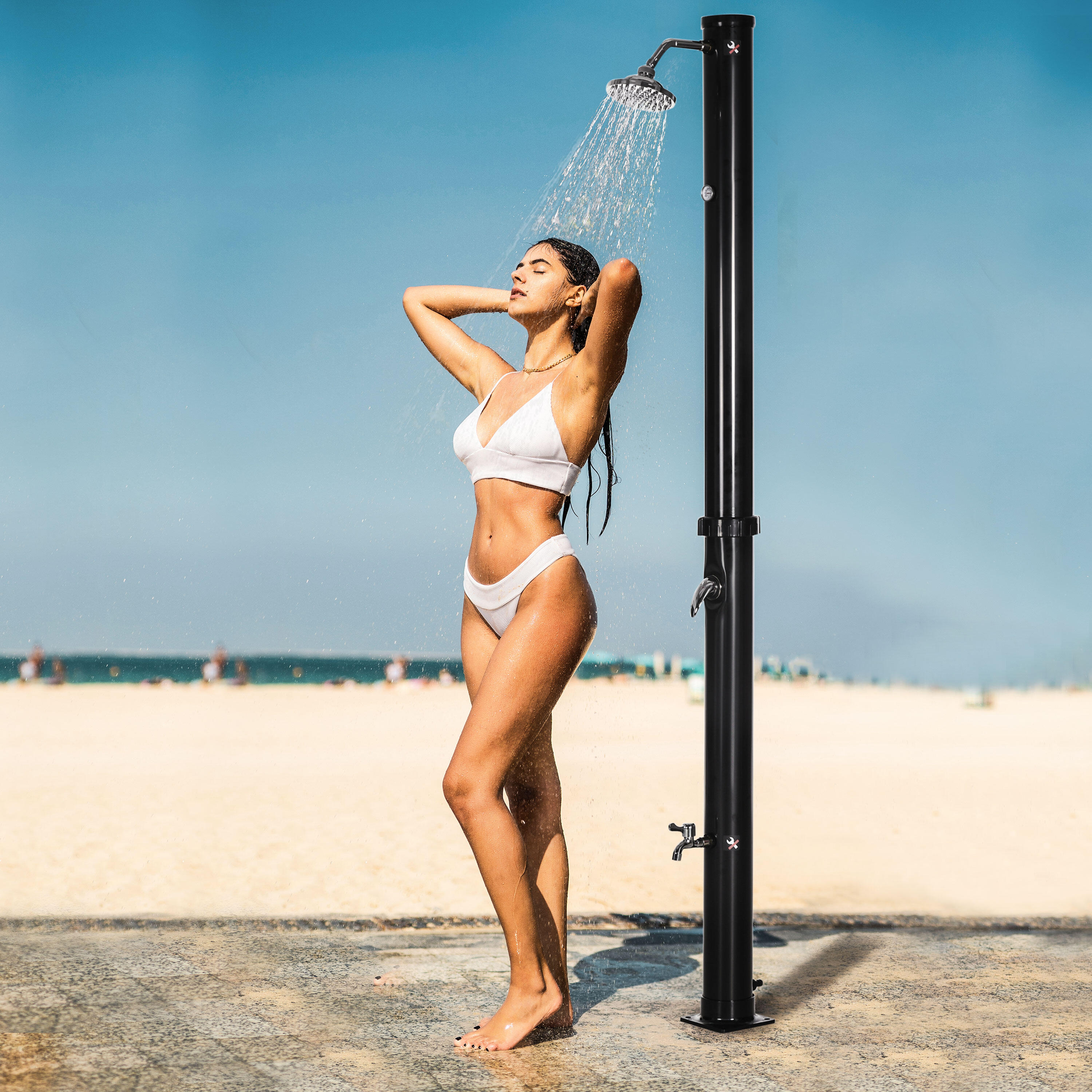 Outsunny Doccia Solare 20L con Rubinetto Inferiore e Temperatura Regolabile Nero 2/7