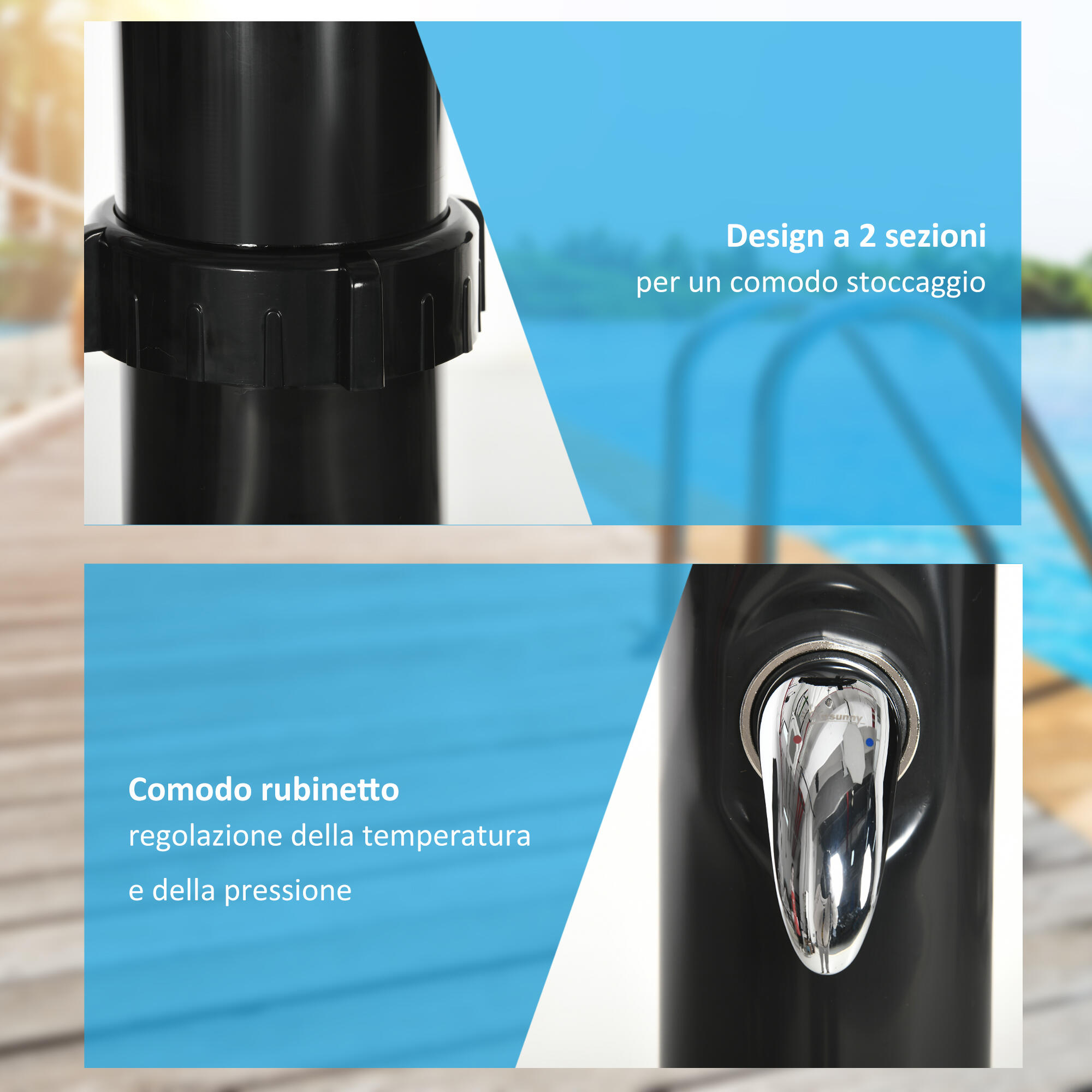 Outsunny Doccia Solare 20L con Rubinetto Inferiore e Temperatura Regolabile Nero 5/7