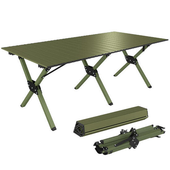 Outsunny Tavolo da Campeggio Pieghevole Impermeabile in Metallo 116 cm Verde