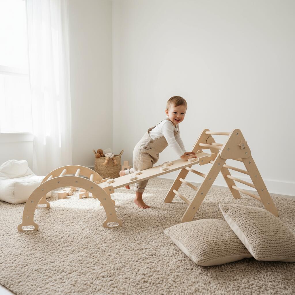 Lama Home 3in1 Kletterset Holz mit Rutsche 2/7