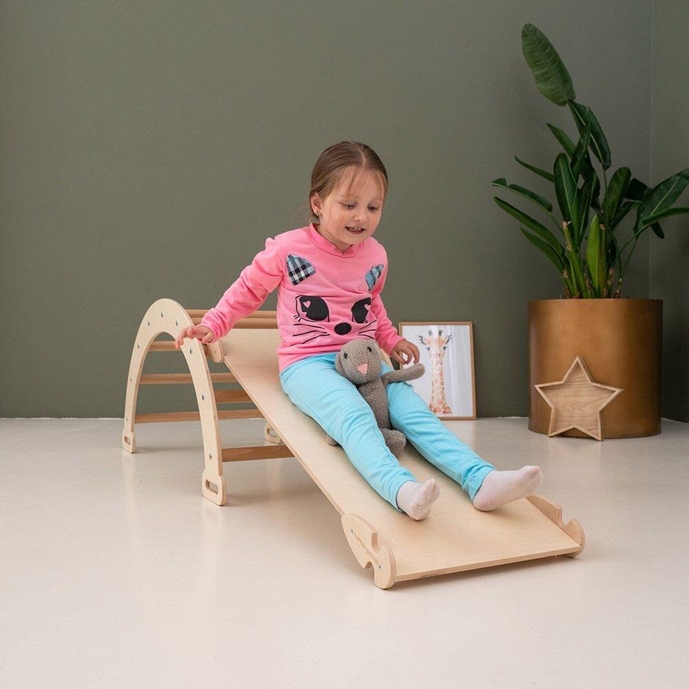 Lama Home 3in1 Kletterset Holz mit Rutsche 4/7
