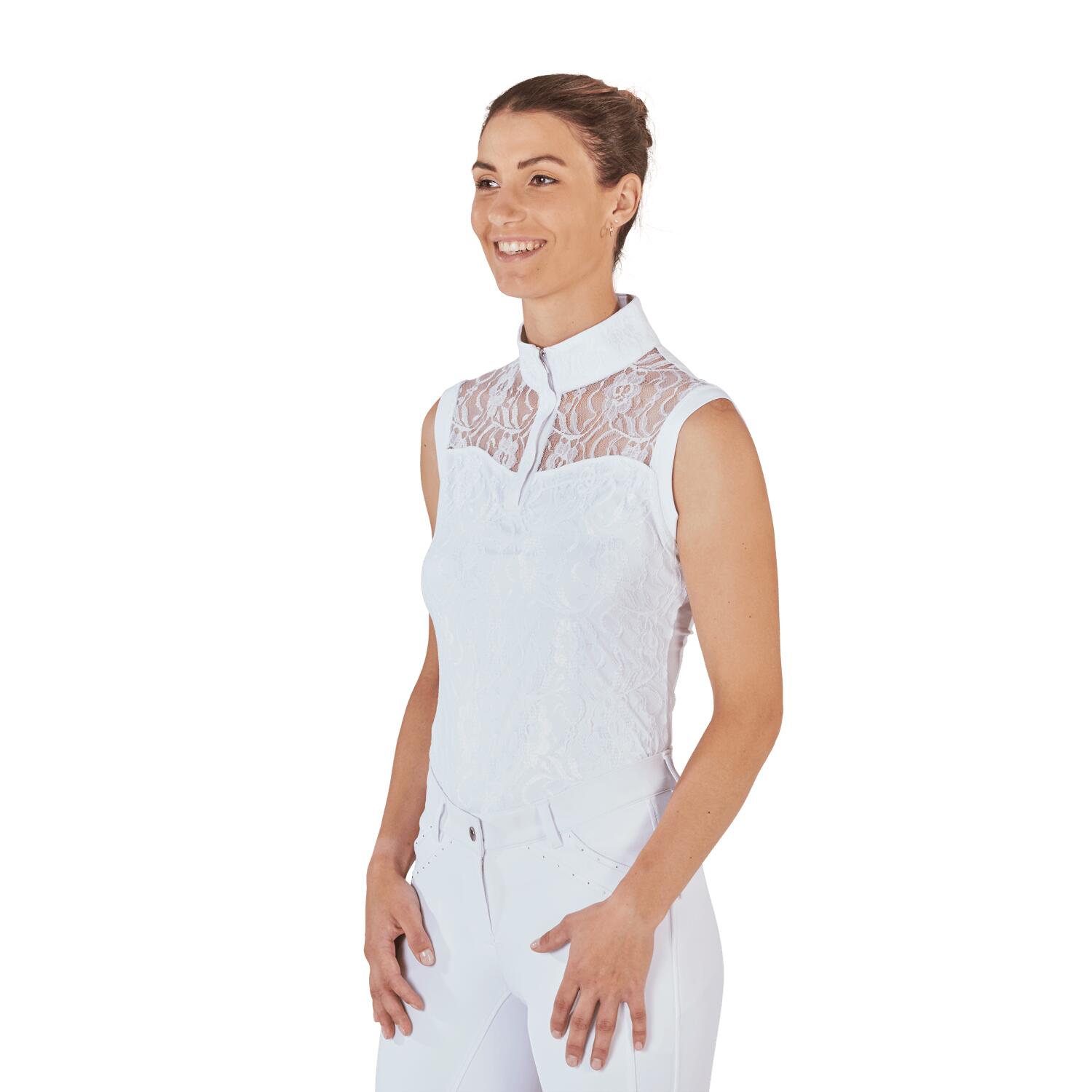 Turniershirt Damen Amadora, ärmellos weiß 4/5