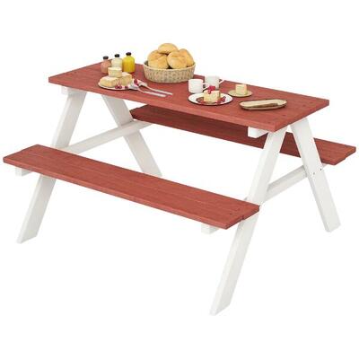 Outsunny Set Tavolo da Picnic per Bambini Giochi Esterno Età 3-8 Anni Marrone
