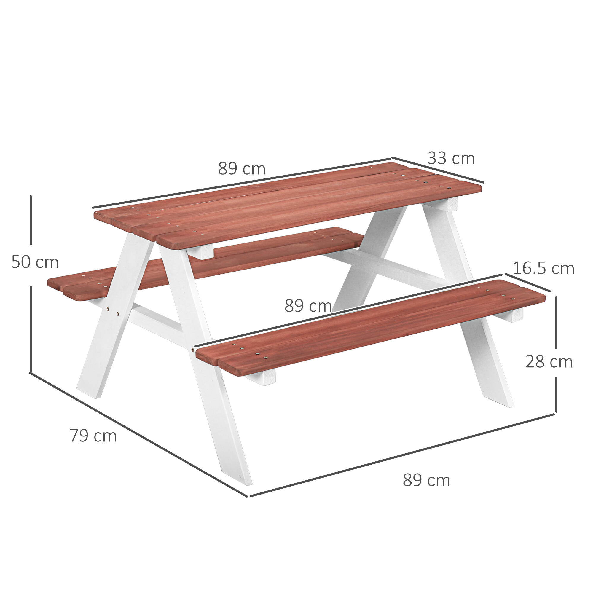 Outsunny Set Tavolo da Picnic per Bambini Giochi Esterno Età 3-8 Anni Marrone 3/7