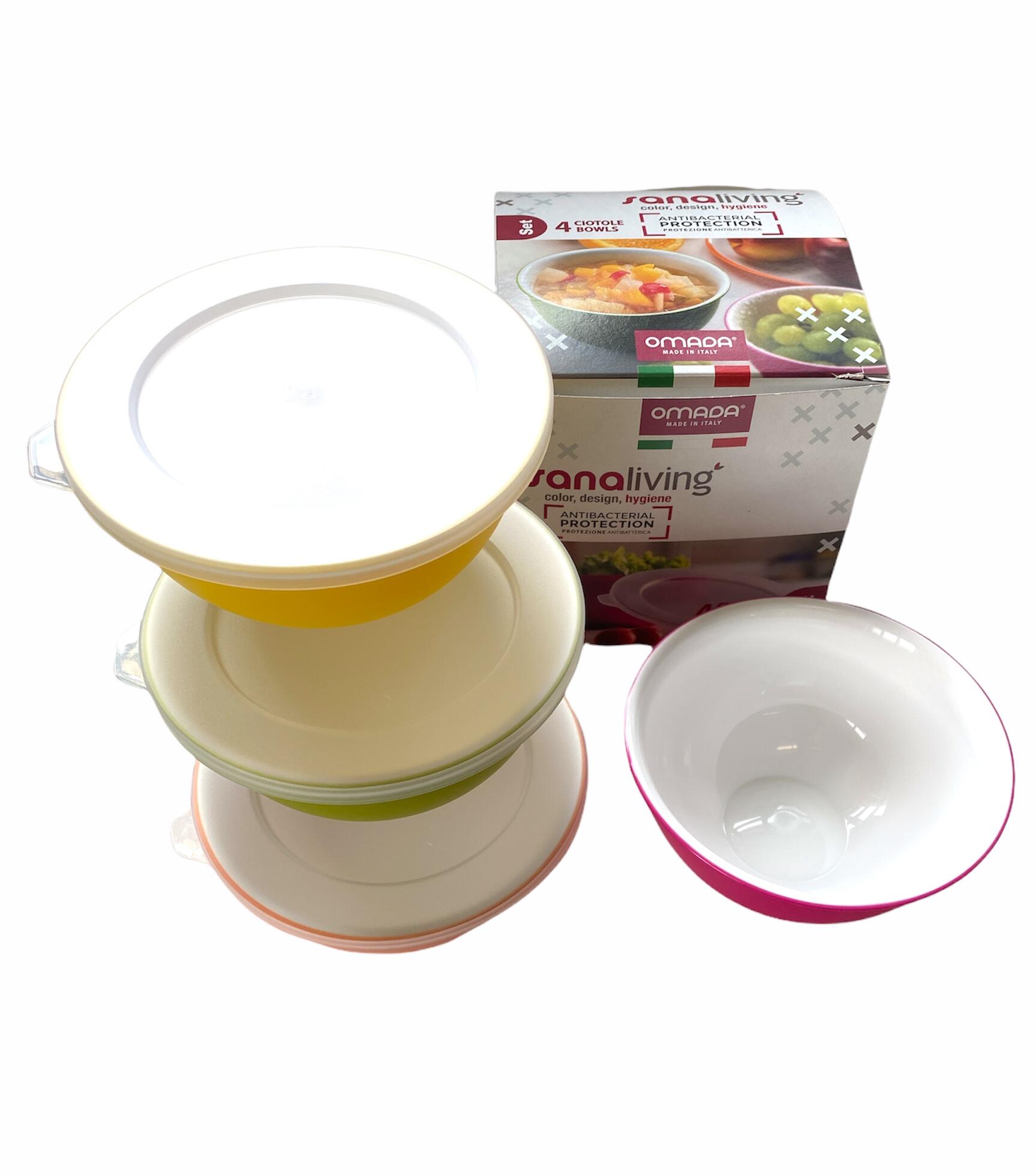 Set 4 misek s víčkem Omada Sanaliving Bowls 4x 0,5L & 4x lids 3/7