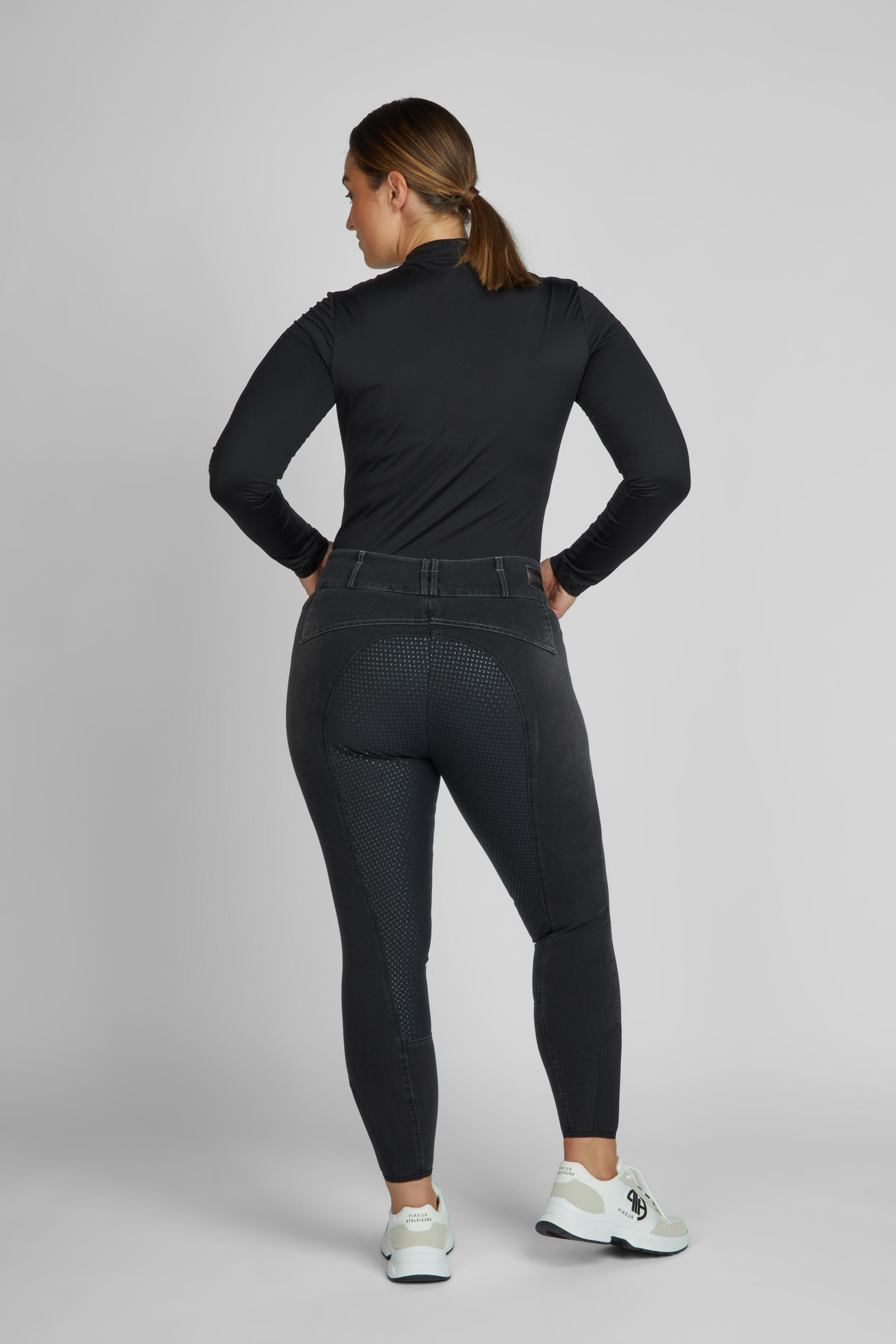 Reithose Damen Candela Jeans Vollgrip schwarz 3/6