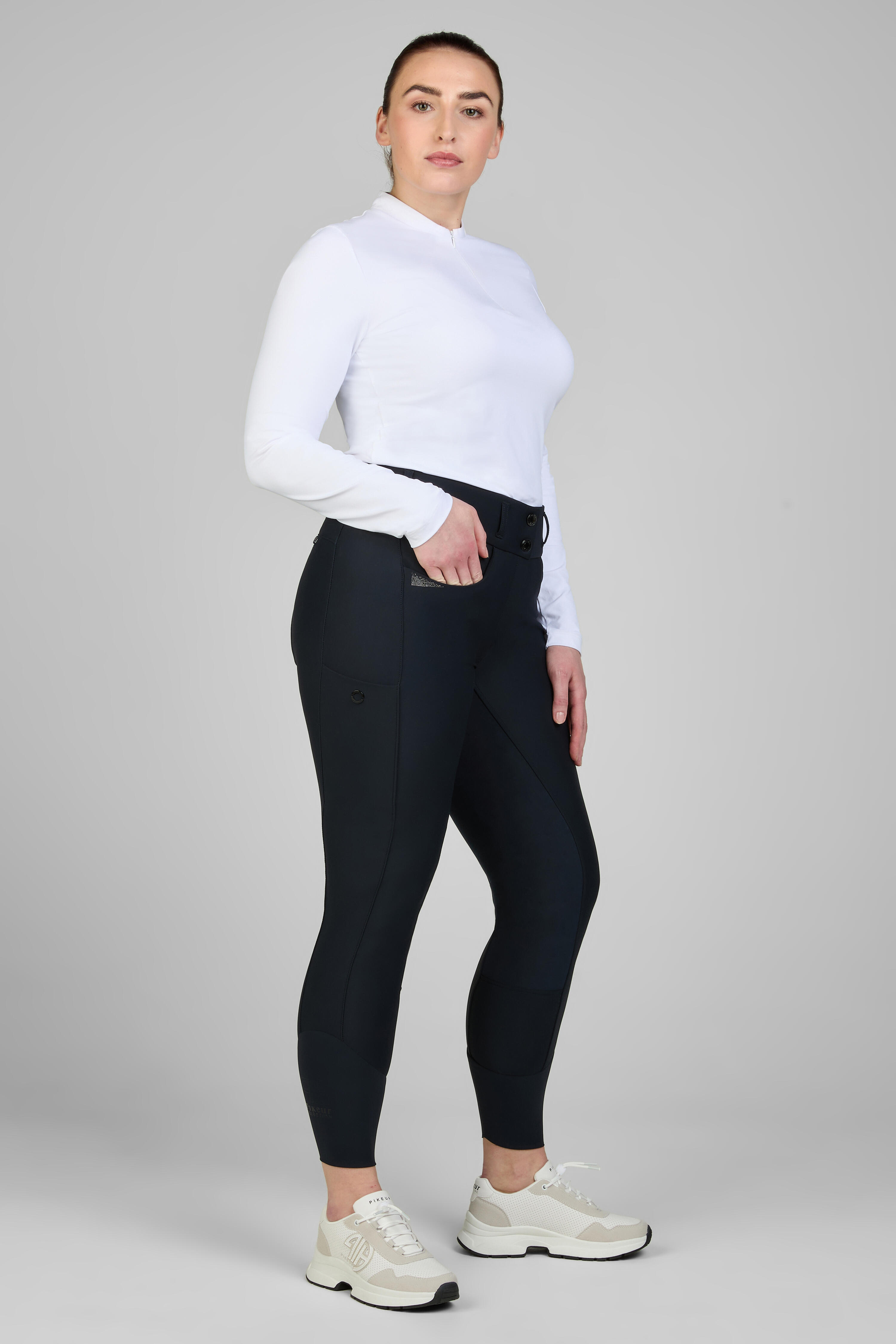 Reithose Damen Laure Kunstleder Ganzbesatz nightblue 5/6