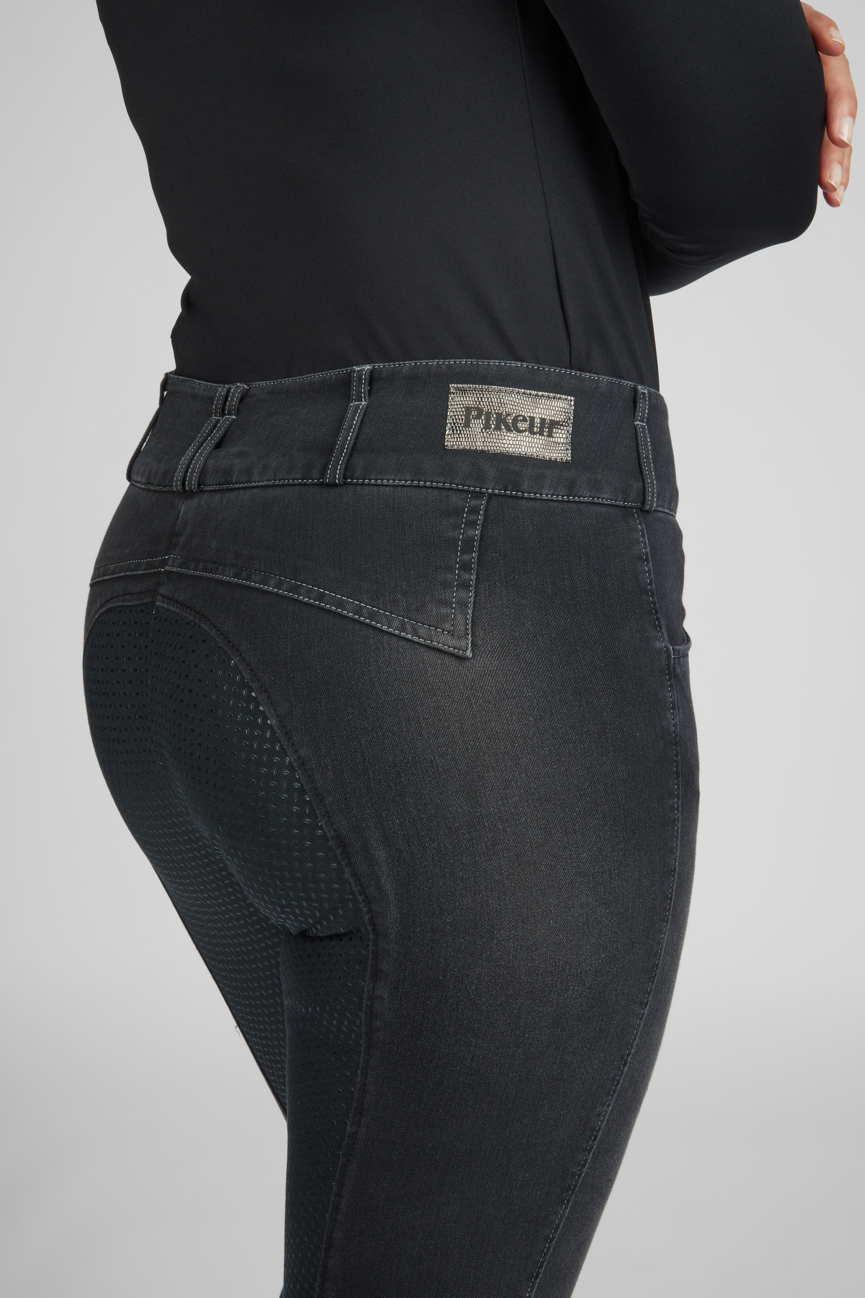 Reithose Damen Candela Jeans Vollgrip schwarz 4/6