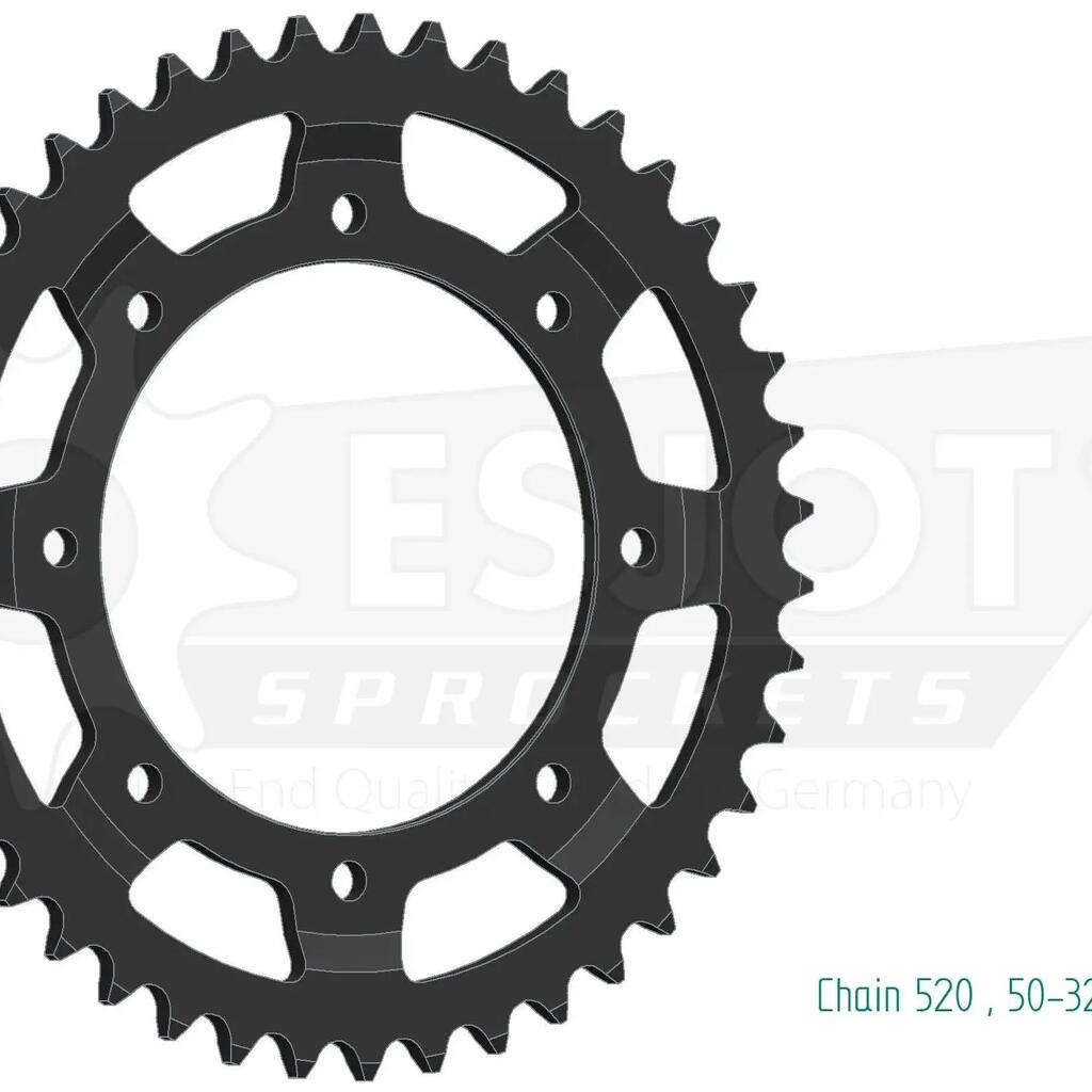 ESJOT Chain Wheel 520 — 43 Teeth, Steel, Black.