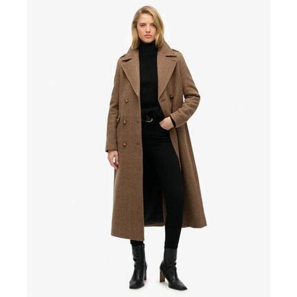 Manteau en Laine Mélangée à Double Boutonnage