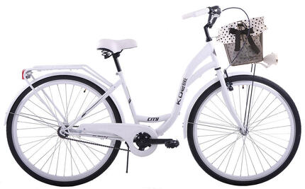 Rower miejski damski 26 KOZBIKE V-Brake biały kosz i akcesoria