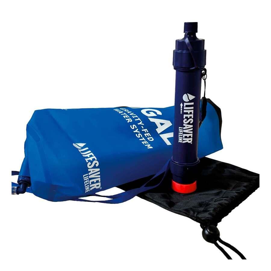 Kit filtration eau gravité Lifesaver poche souple + paille filtre randonnée 3/6