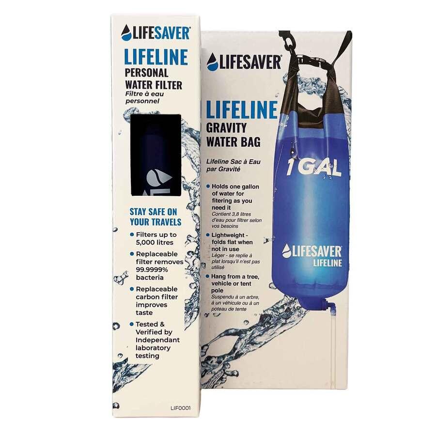 Kit filtration eau gravité Lifesaver poche souple + paille filtre randonnée 4/6