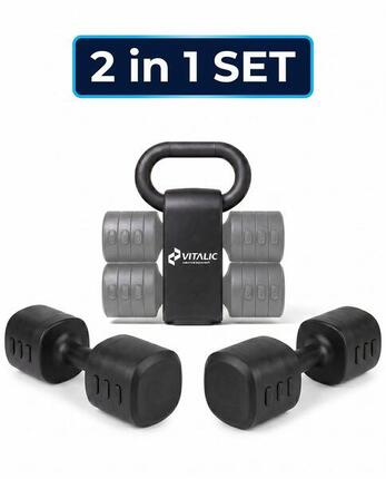 Vitalic 2-in-1 Kurzhantel & Kettlebell Set | Gewichte 1–5,5 kg pro Stück | Hante