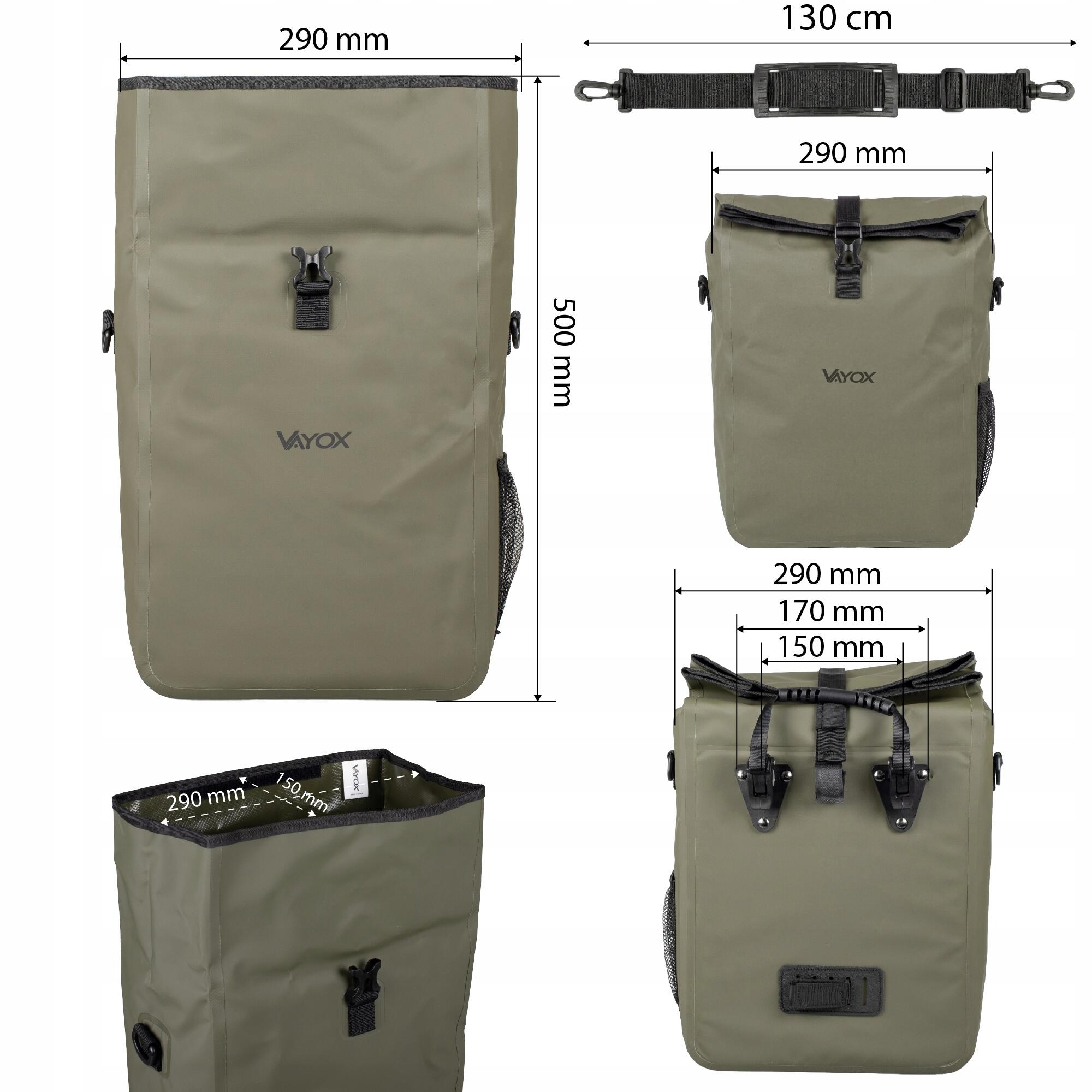 VAYOX VA0444 fietstas voor bagagedrager zijkant waterdicht 25L 5/8