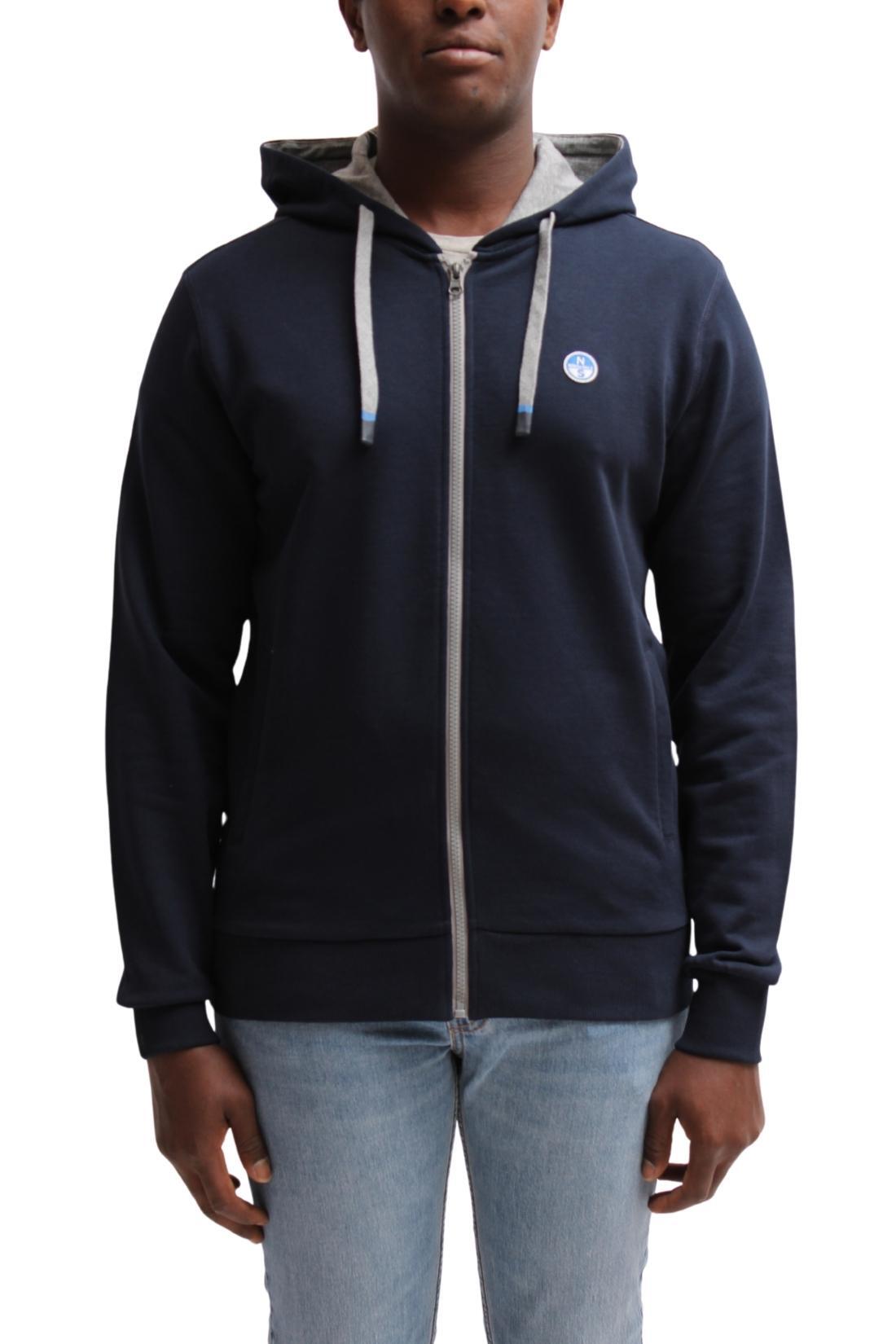 Felpa uomo con cappuccio e zip 3/4