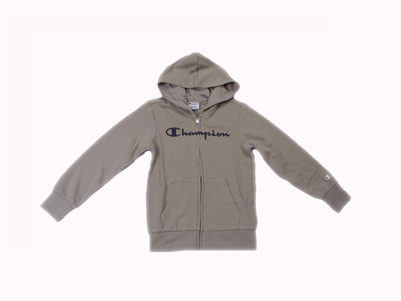 Felpa con cappuccio bambino Champion Zip intera, maxi logo Beige 10A 1/1