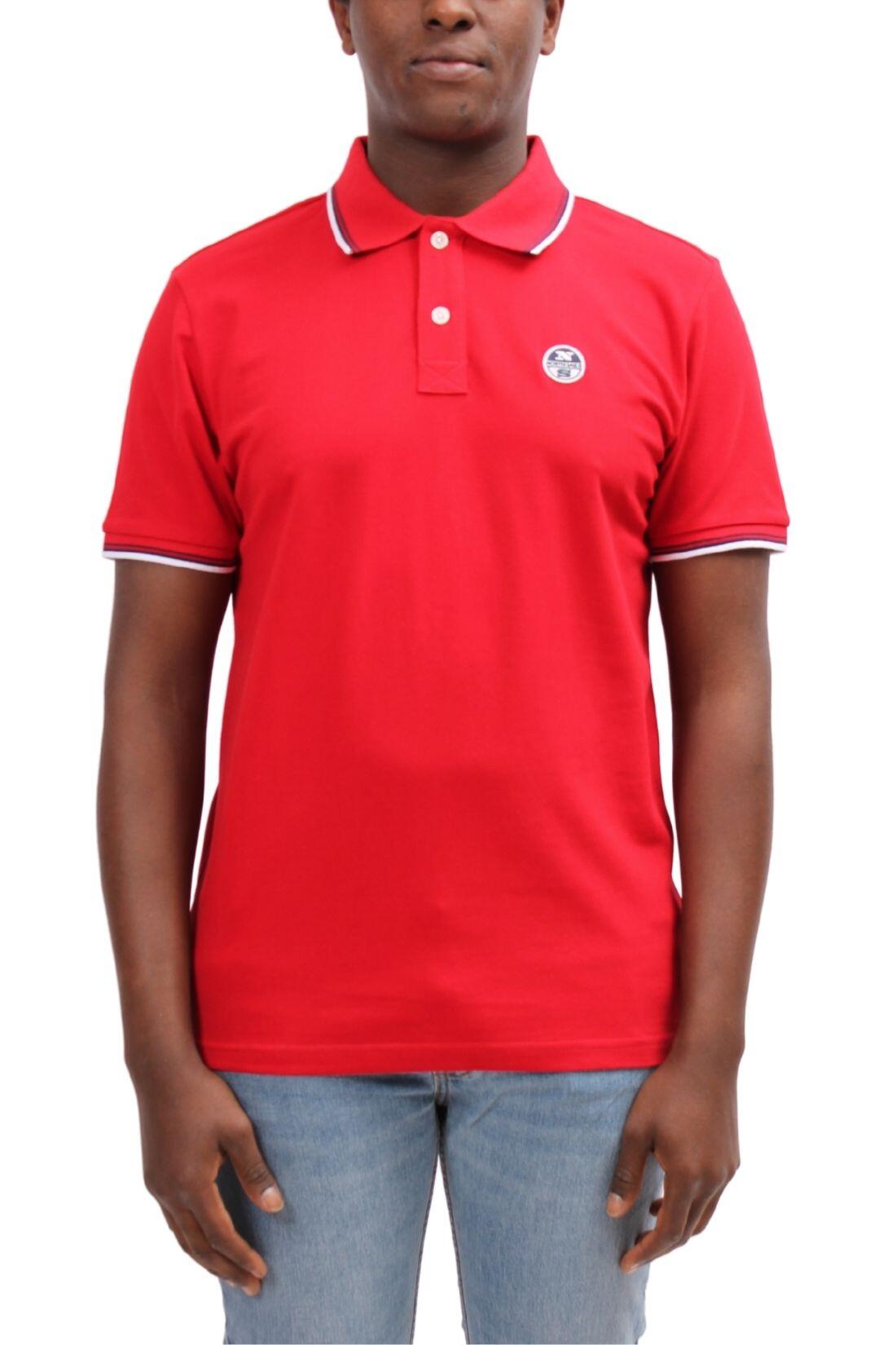 Herren - Sportswear - Polo - kurze Ärmel, regular Fit, Kontrastbesatz - rot 3/4