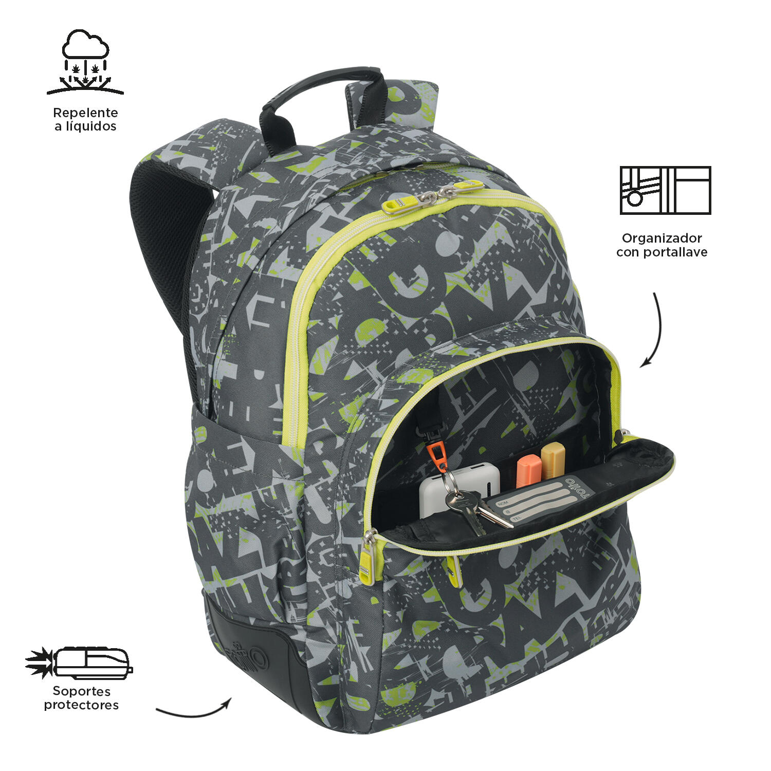 Totto Mochila escolar Rayol Texgrunge Poliéster reciclado 33 x 44 x 13.5 cm 5/5