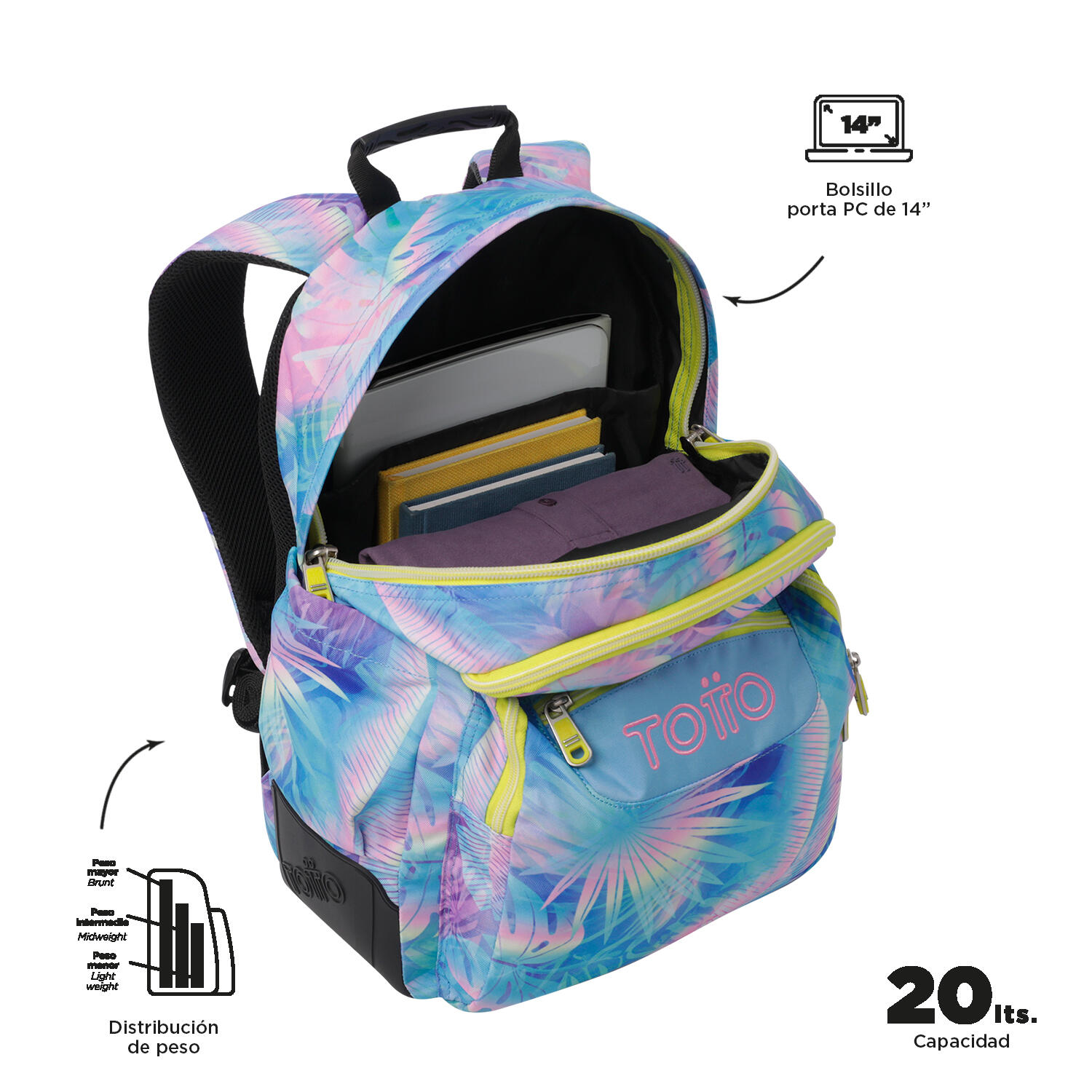 Totto Mochila escolar Rayol Prisma Poliéster reciclado 33 x 44 x 13.5 cm 4/5