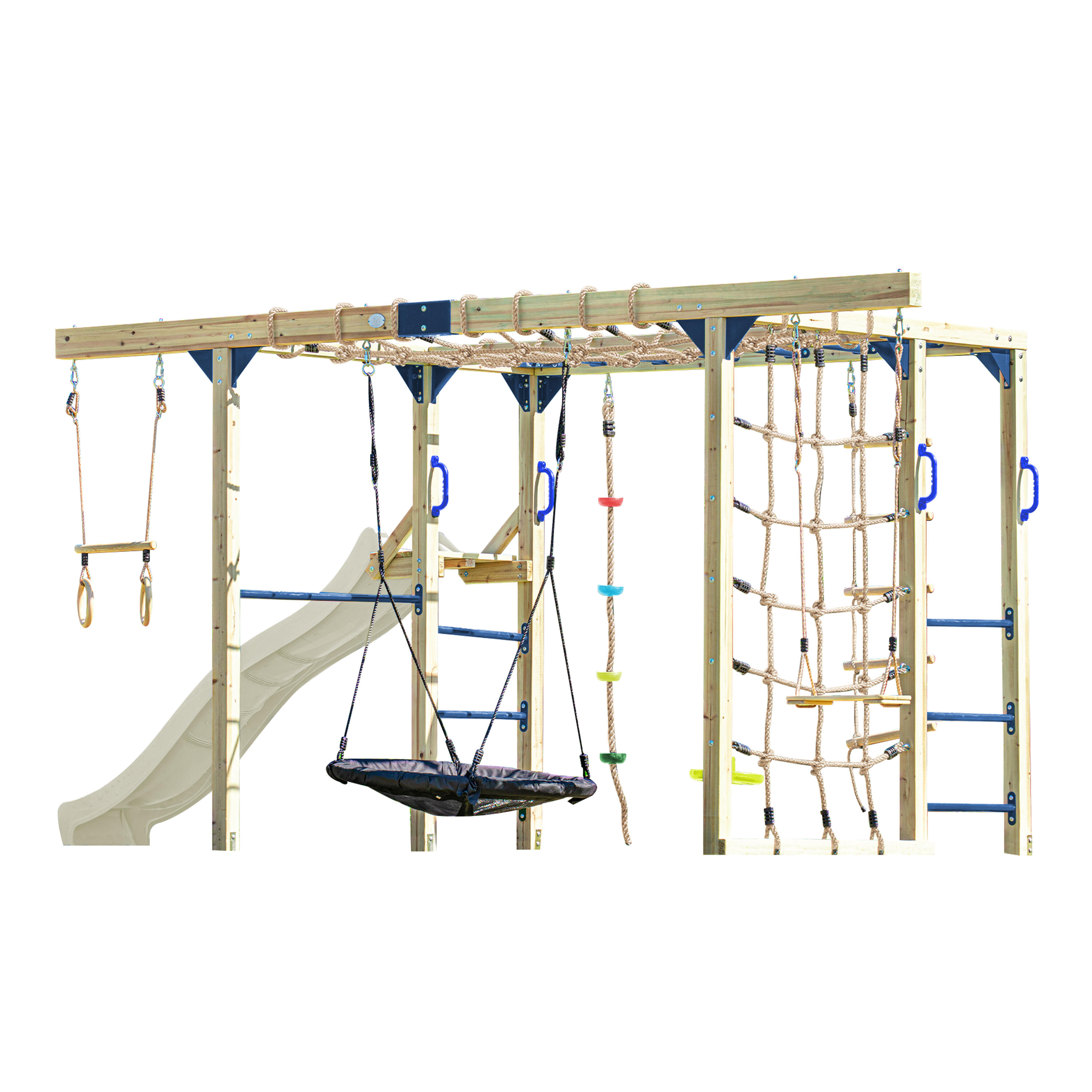 Parque Infantil Boris en madera/Estructura para trepar - Tobogán crema 2/7