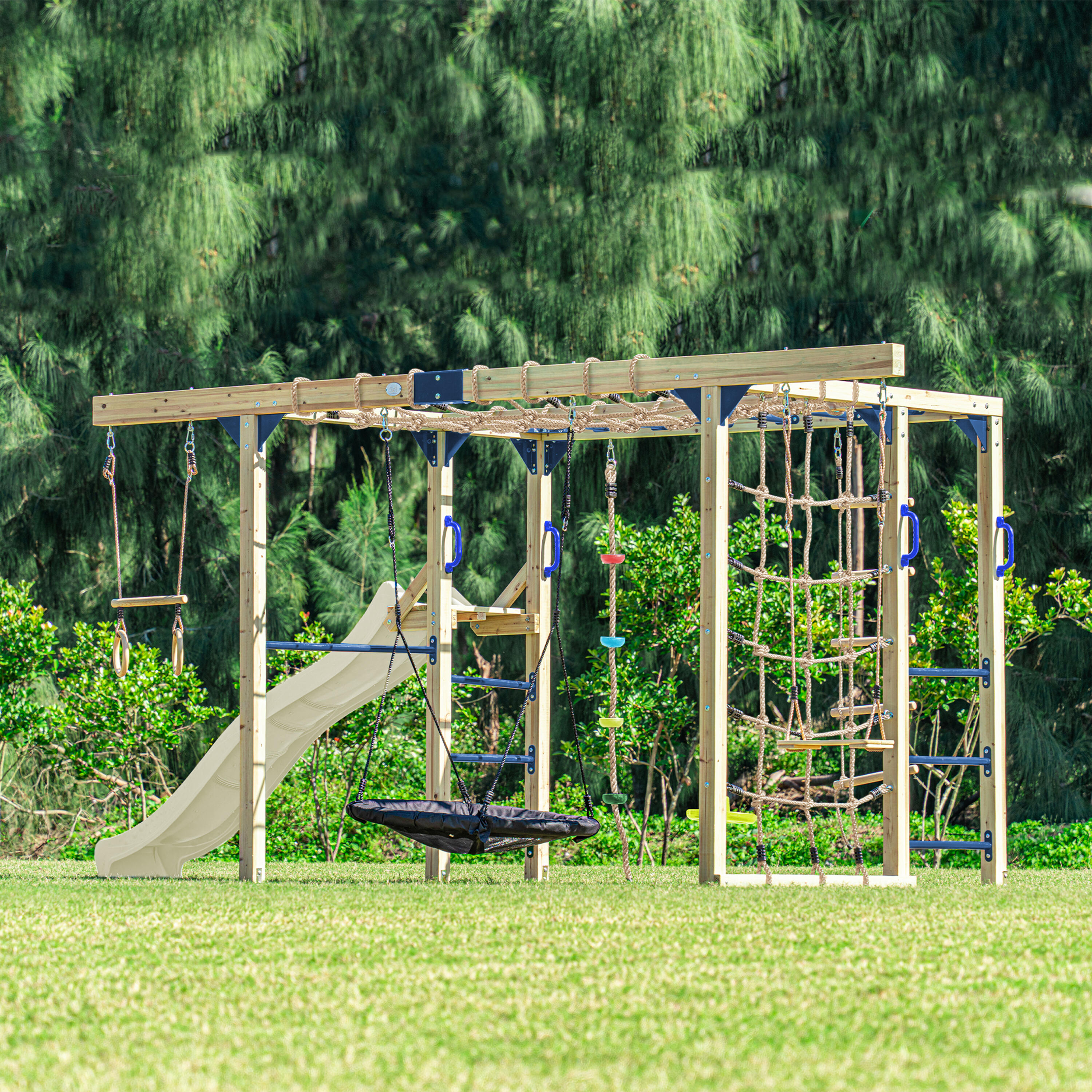 Parque Infantil Boris en madera/Estructura para trepar - Tobogán crema 7/7