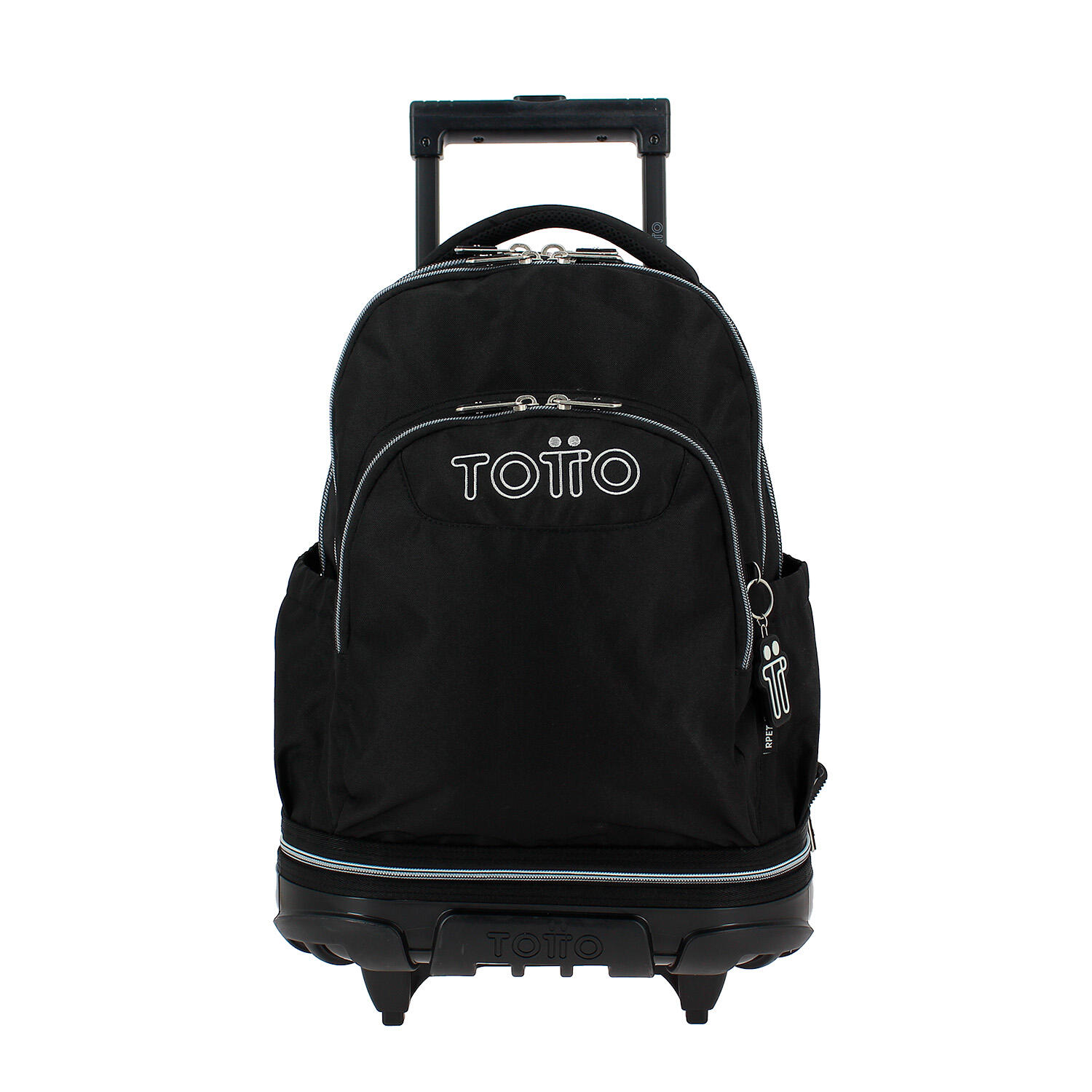Totto Mochila escolar ruedas Tiza Desmontable Negro Poliéster reciclado 32 x 45 1/5
