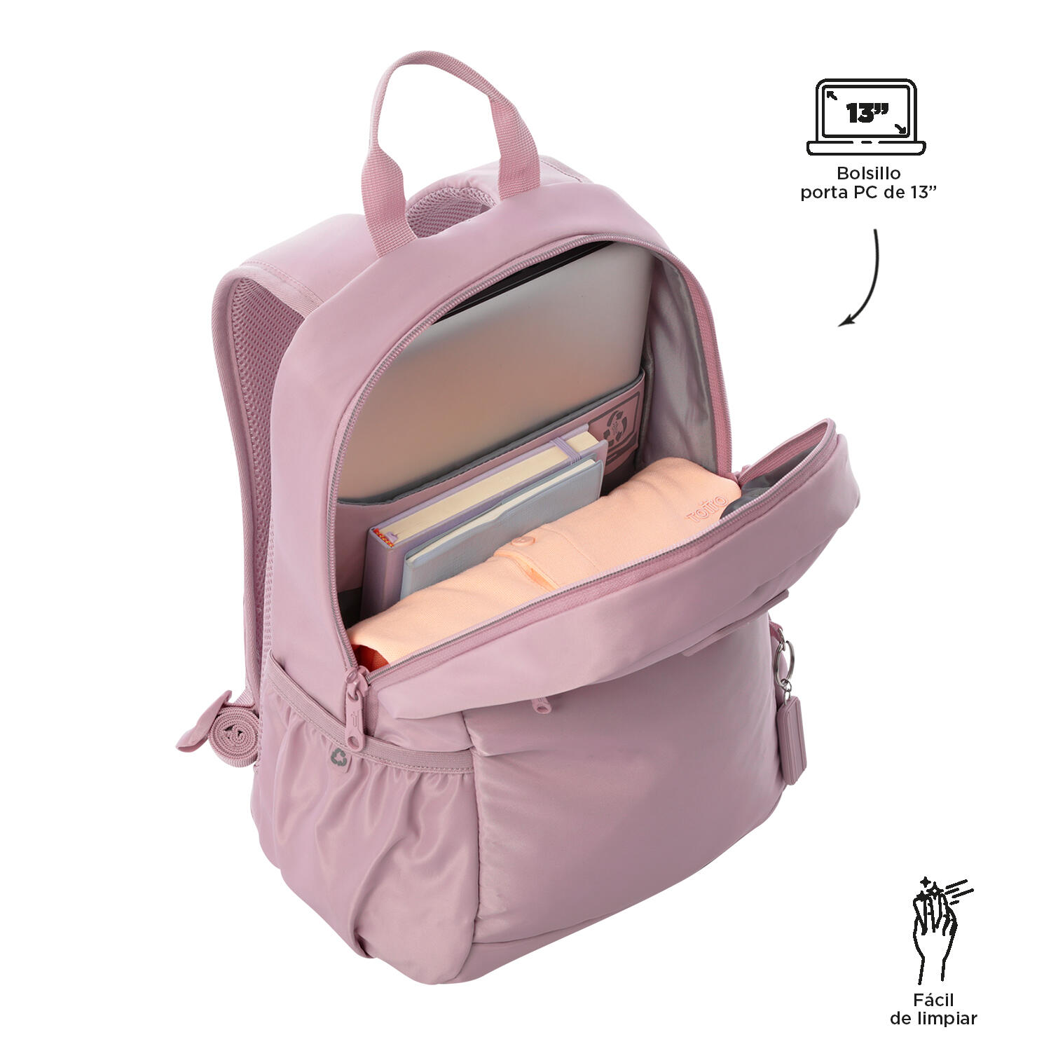 Totto Mochila urbana Tracer Keepsake Lilac Poliéster reciclado 28 x 40 x 16 cm 5/5