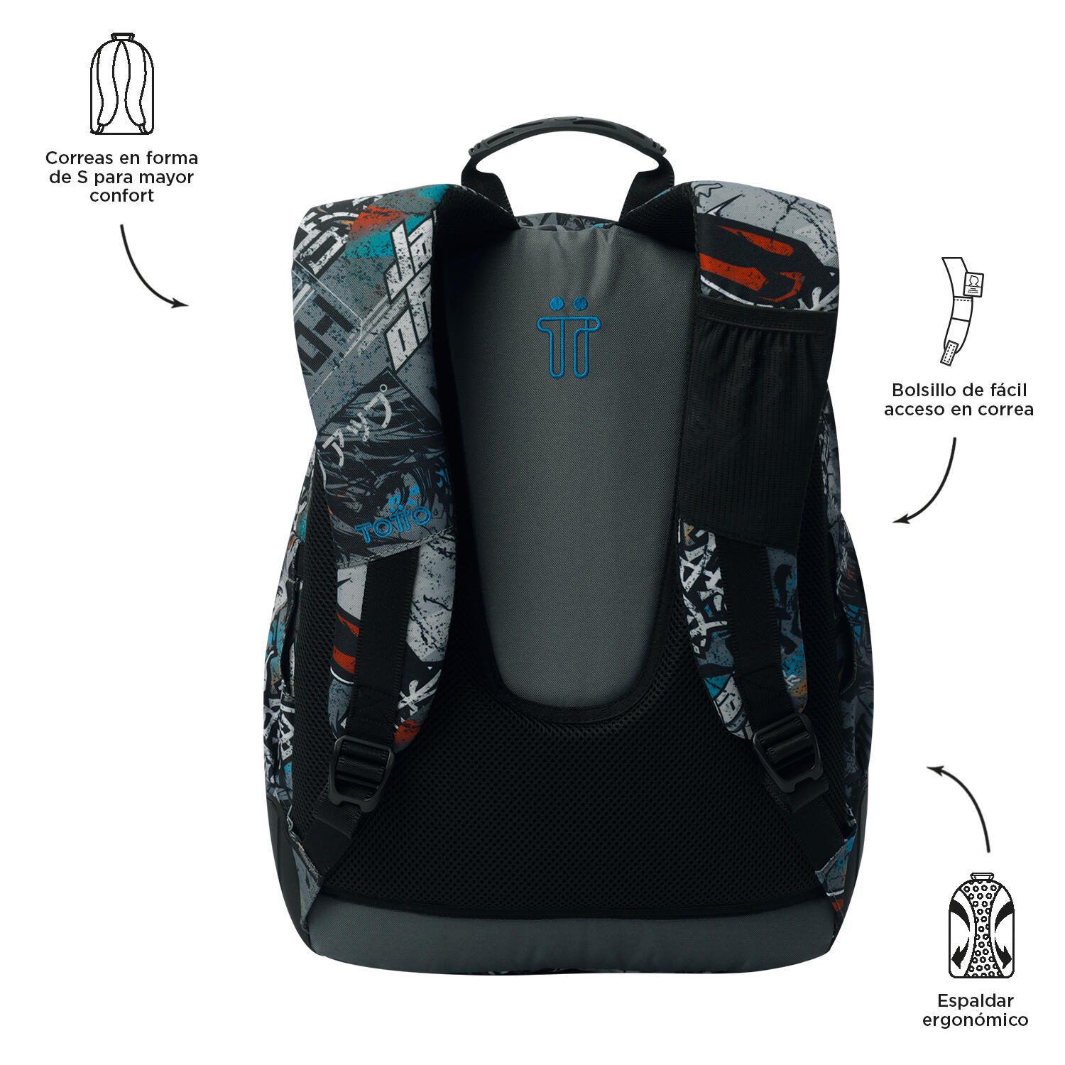 Totto Mochila escolar Rayol Okubo Poliéster reciclado 33 x 44 x 13.5 cm 3/5