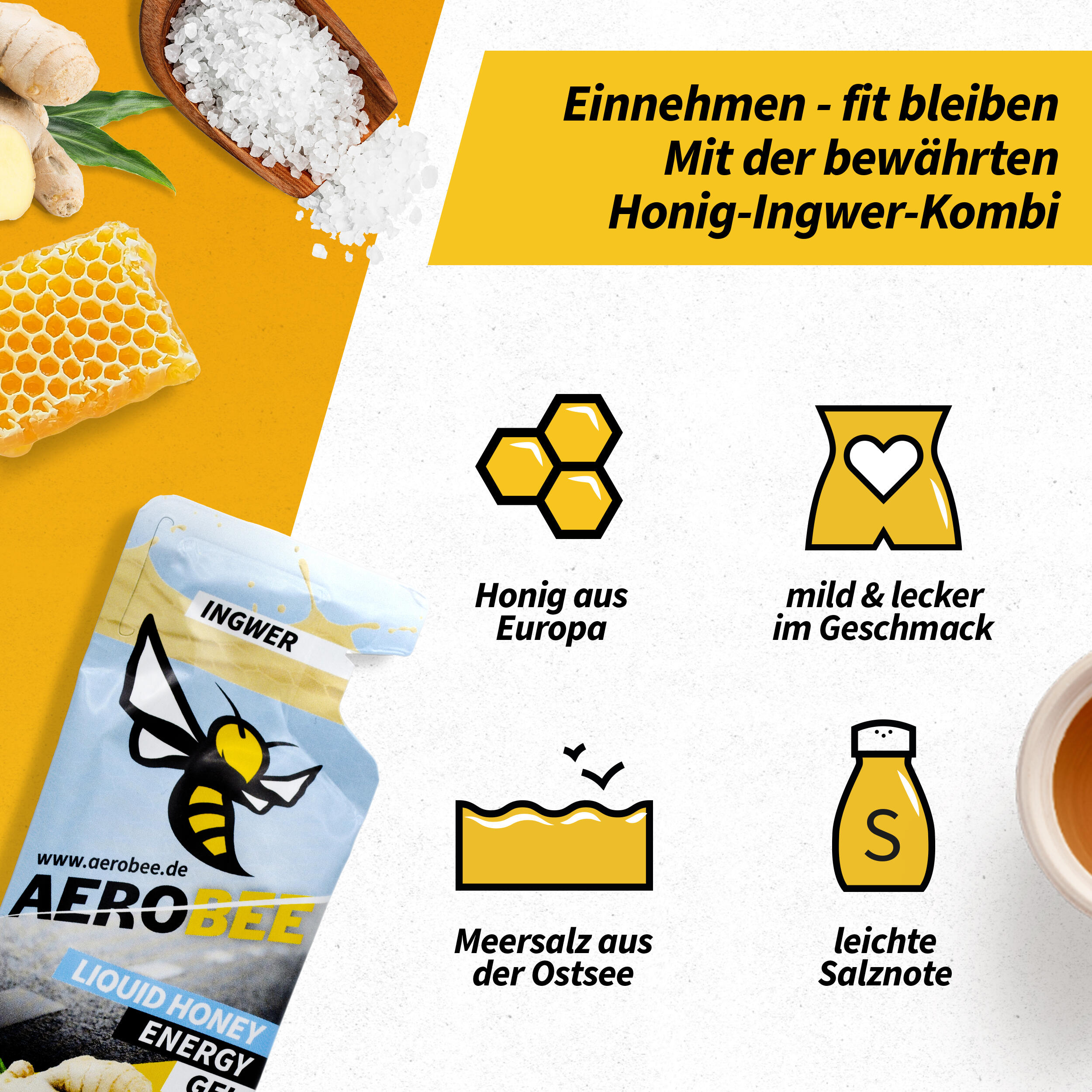 10er Pack AEROBEE Ingwer LIQUID Energy Gel 2/7
