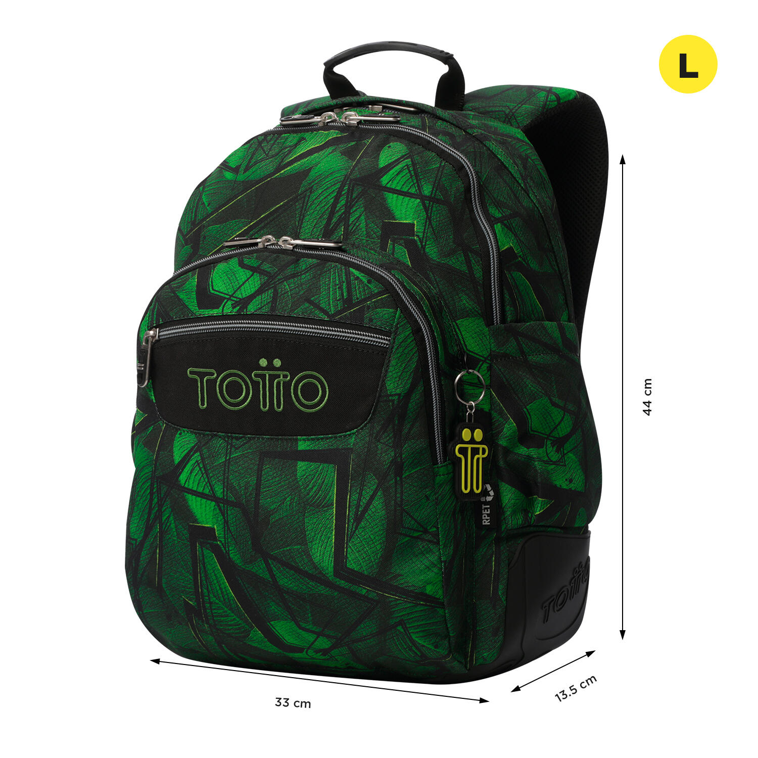 Totto Mochila escolar Rayol Jhony Jungle Poliéster reciclado 33 x 44 x 13.5 cm 2/5