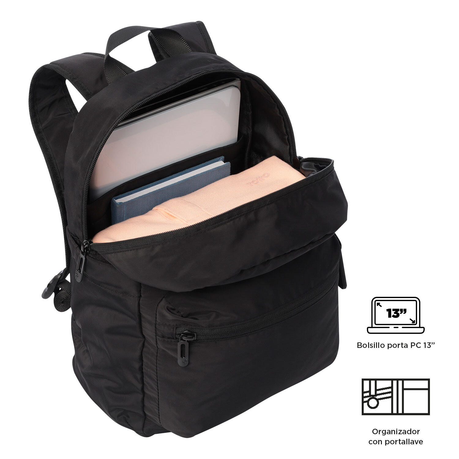 Totto Mochila plegable plegable Negro Poliéster 28 x 36 x 15 cm 4/5
