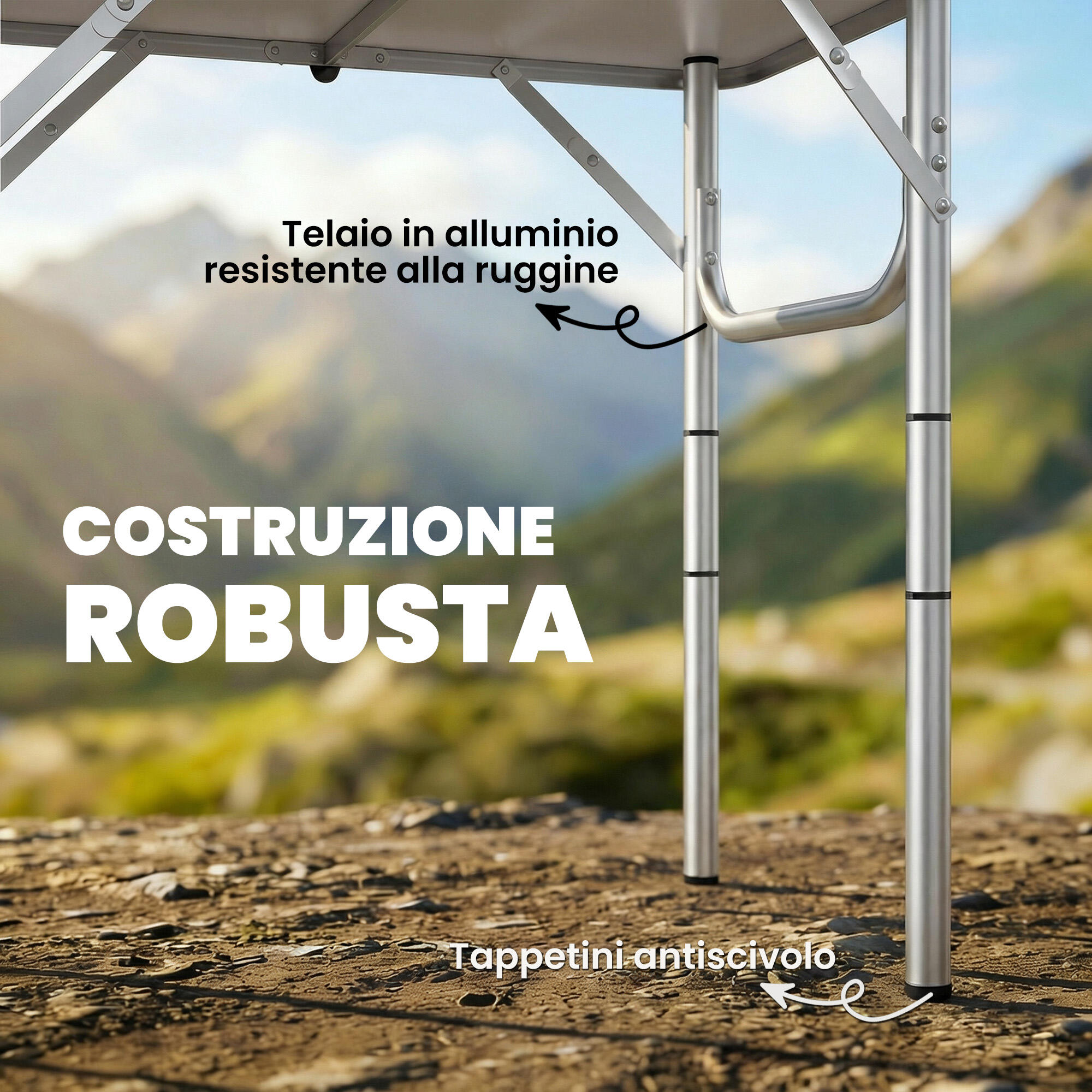 Outsunny Tavolo da Campeggio Pieghevole con 4 Altezze, 60cm, Nero 7/7