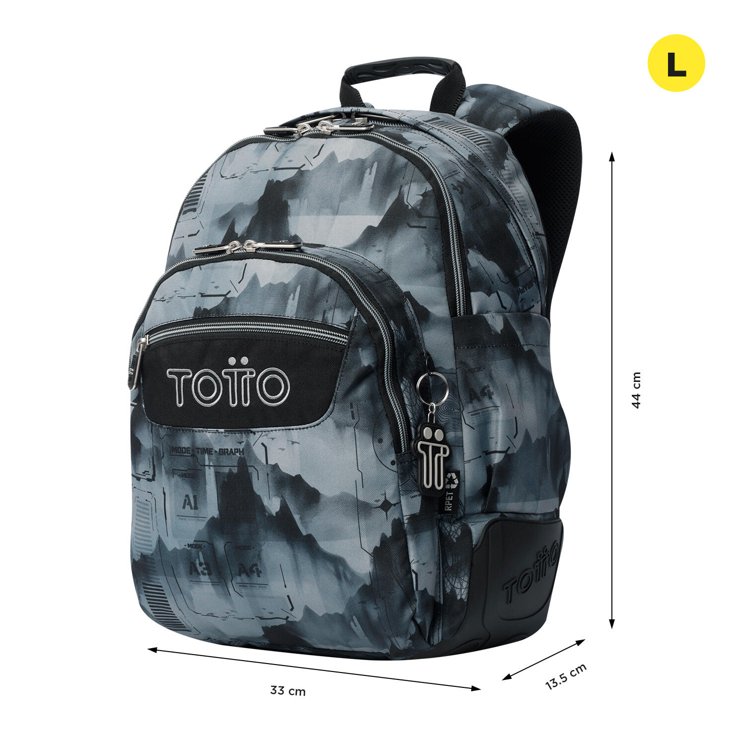 Totto Mochila escolar Rayol Digital Hill Poliéster reciclado 33 x 44 x 13.5 cm 2/5