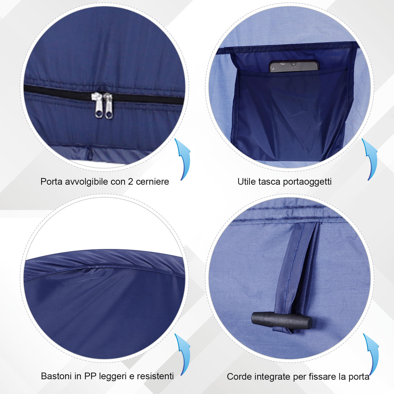 Outsunny Tenda da Doccia Pop Up Impermeabile in Poliestere Blu Navy 5/7