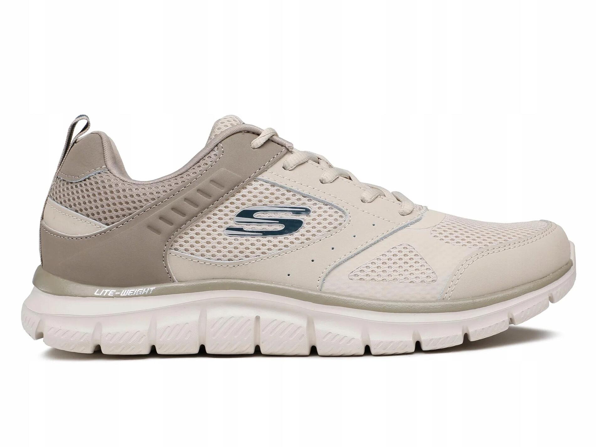 Scarpe sportive da uomo SKECHERS TRACK beige in mesh 3/4